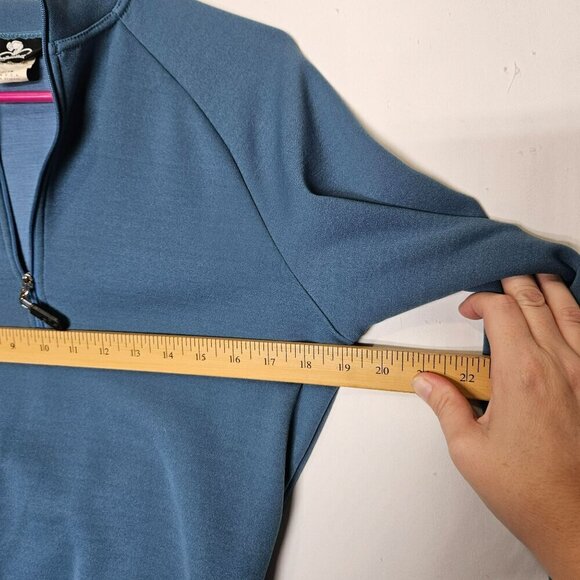 Bellwether Women Medium Blue Wool Polyester Half-Zip Pullover Jacket Made in USA - Picture 7 of 8